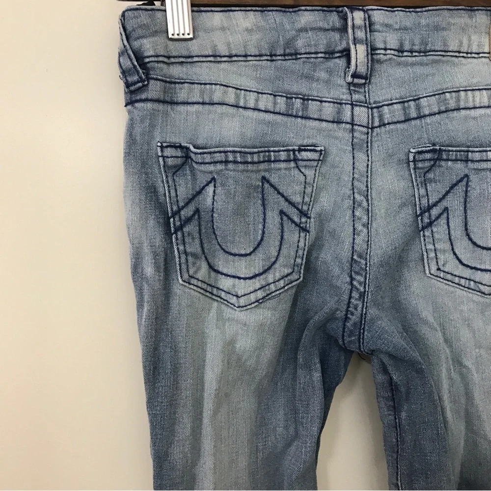 True Religion kids light wash blue distressed denim jeans size 10
